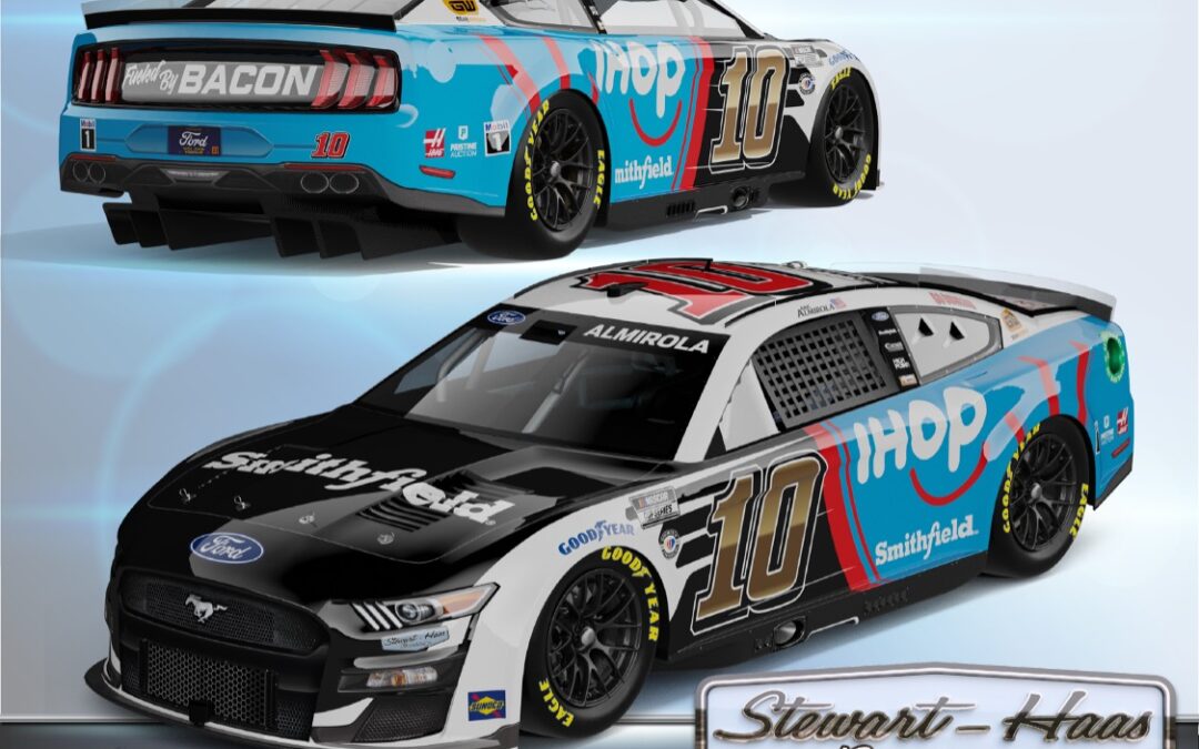 New Color Scheme for Aric Almirola in the #10 Smithfield/IHOP Ford Mustang for the Atlanta Motor Speedway Race on July 9, 2023
